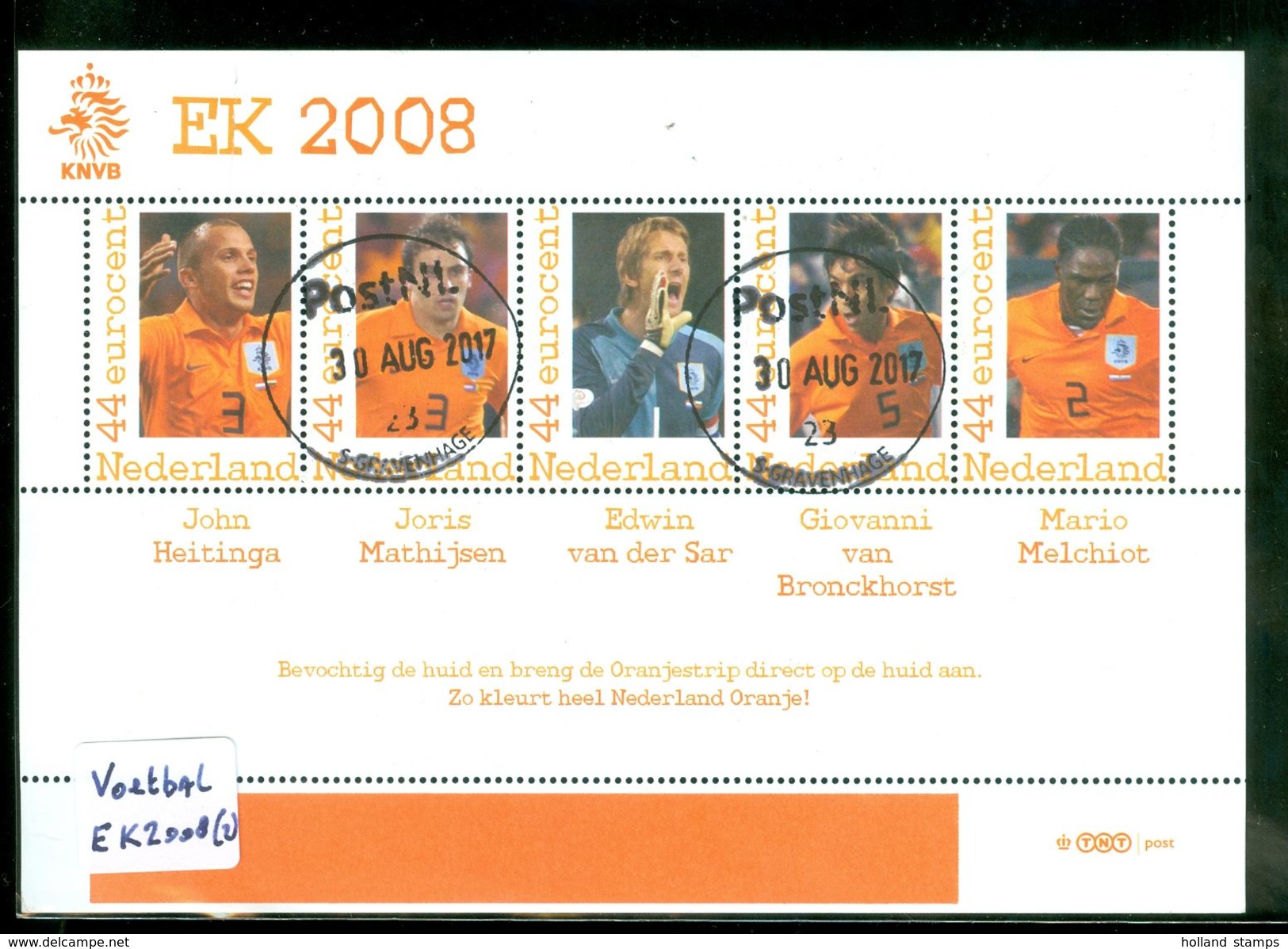 NEDERLAND * NVPH  EK 2008 (2) * VOETBAL *  BLOK * BLOC * BLOCK Van 10 * PERSOONLIJKE ZEGELS * POSTFRIS GESTEMPELD - Timbres Personnalisés