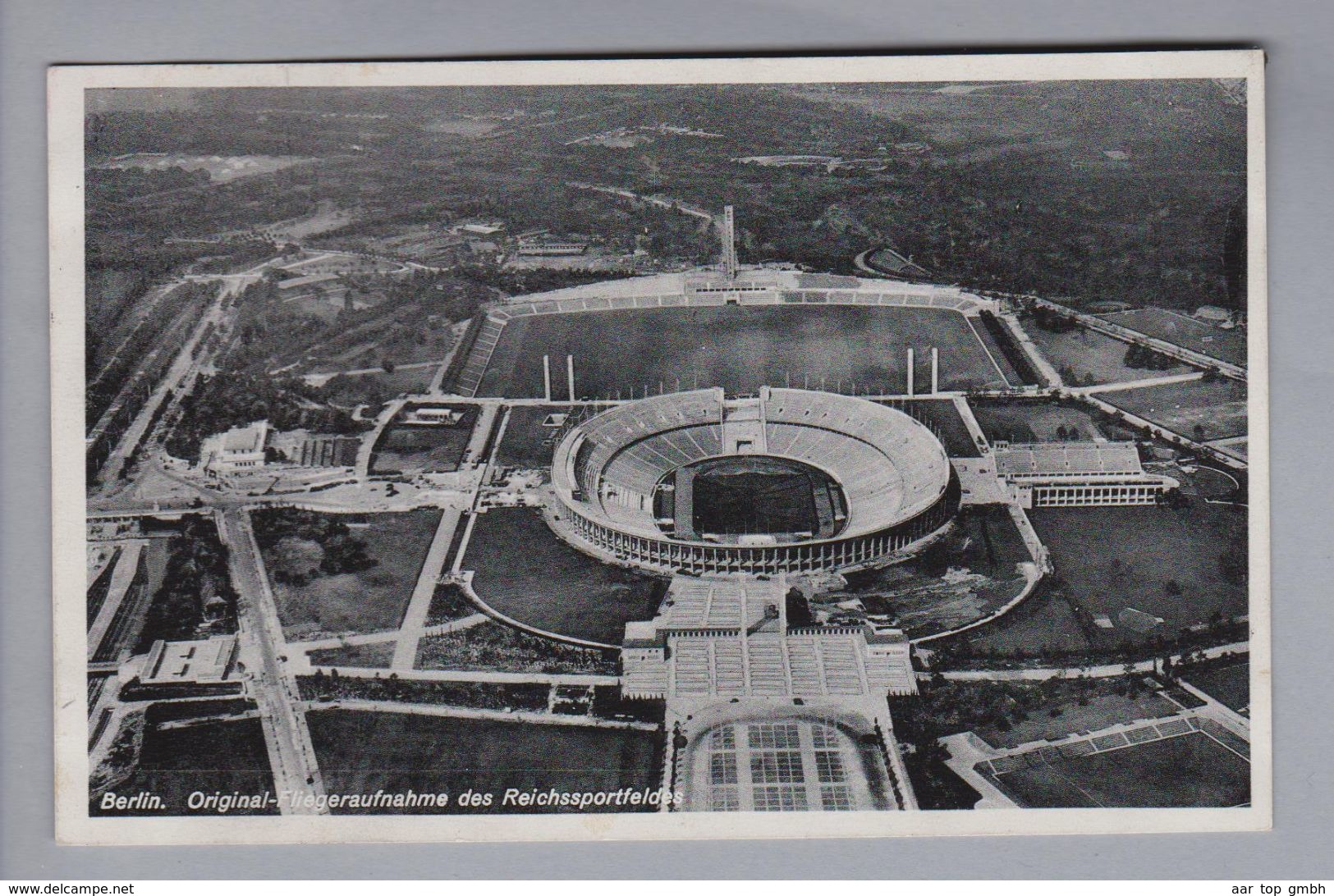 Motiv Olympia Sommer 1936-08-09 Ansichtskarte Flugaufnahme Olympiastadion M.Fussballermarke - Ete 1936: Berlin