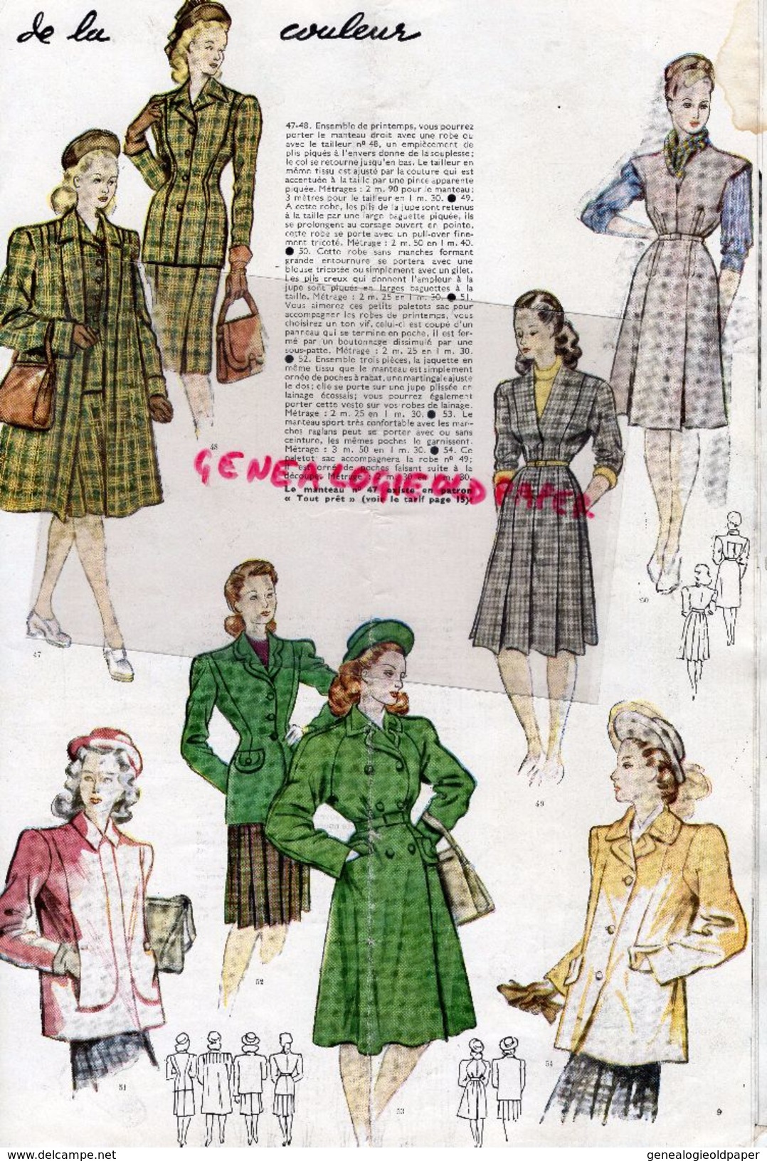 REVUE MODES & TRAVAUX- AVRIL 1946- N° 551- NINA RICCI-WORTH-JEAN PATOU  MODE - Mode