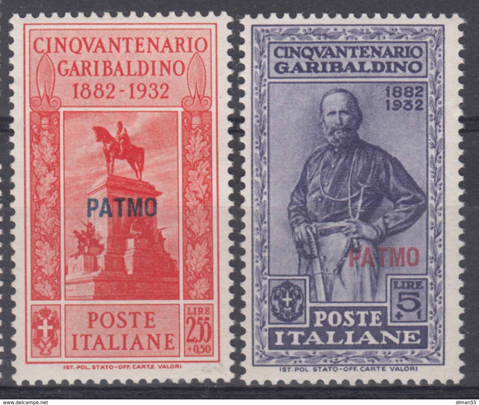 ITALIA - EGEO - PATMOS  Garibaldi completa - Sassone 17-26  Linguellati - MH*