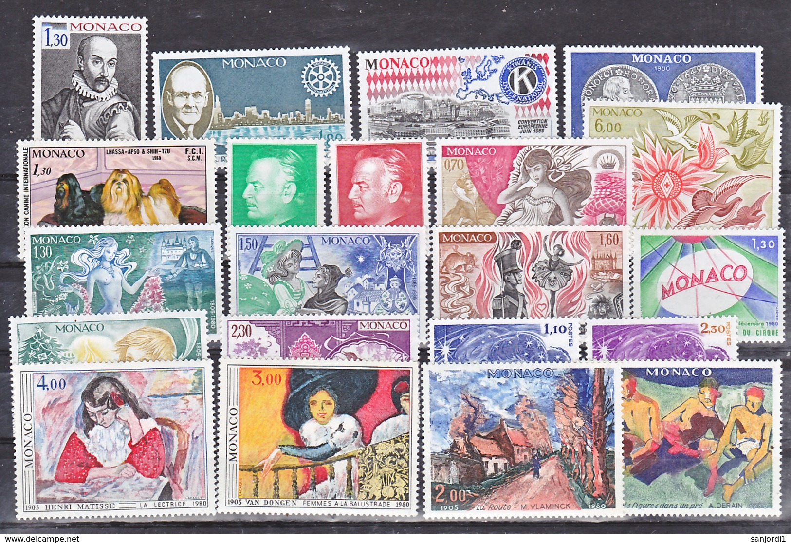 Monaco 1980 Année Complète Postes 1209 à 1263  Neuf ** TB  MnH  Sin Charnela Cote 121 - Années Complètes