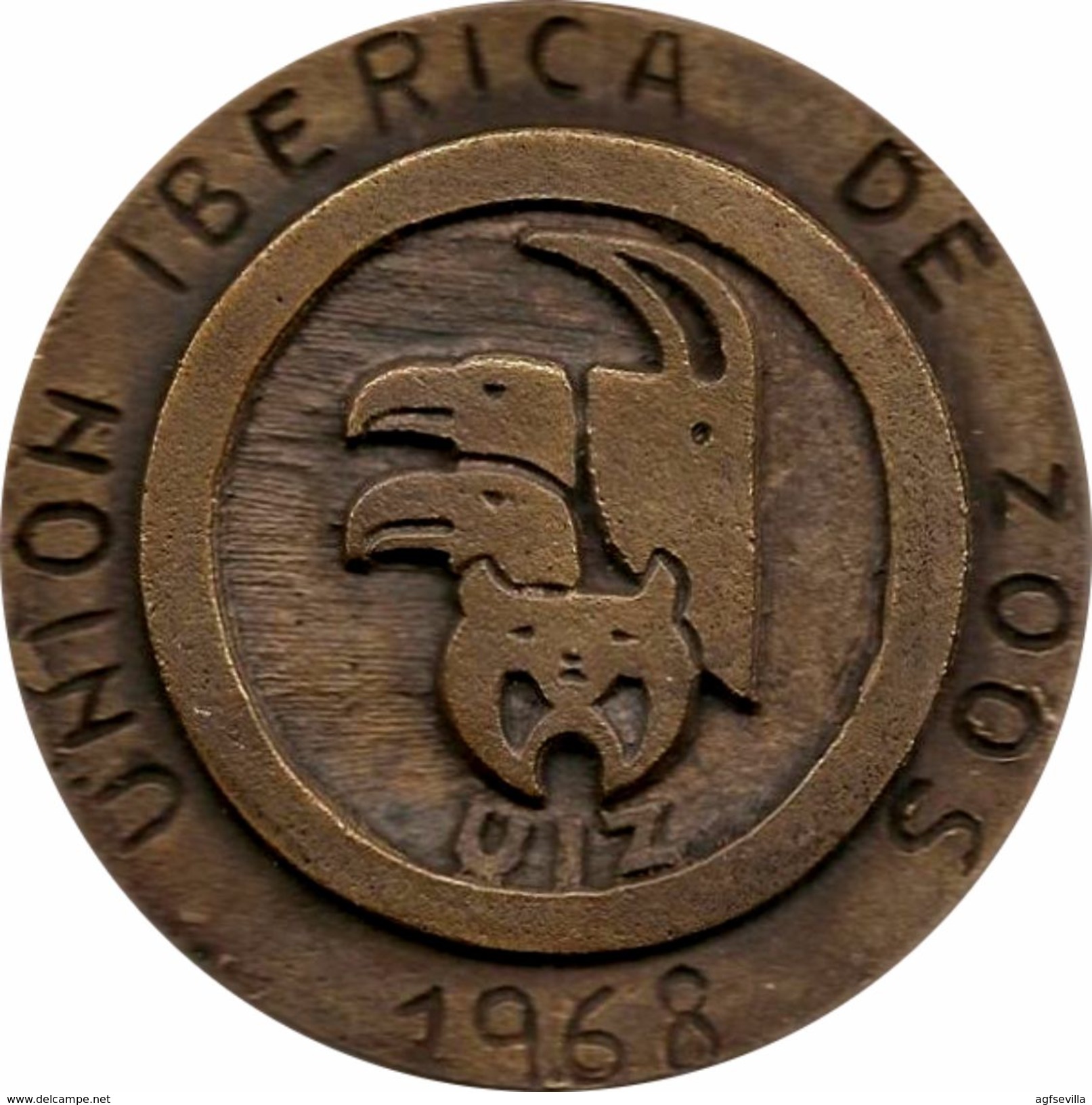 ESPAÑA. FRANCISCO FRANCO. MEDALLA DE LA UNIÓN IBÉRICA DE ZOOS. 1.968. ESPAGNE. SPAIN MEDAL - Professionnels/De Société