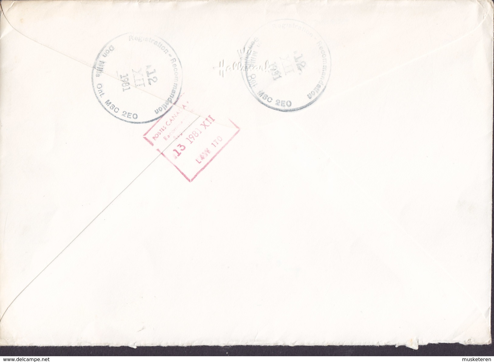 Canada Air Mail Registered Recommandé DON MILLS, ONTARIO 1981 Cover Brief VALBY Denmark 4-Block Aeroplanes Flugzeuge - Lettres & Documents