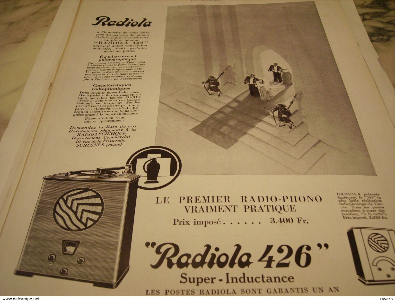 ANCIENNE PUBLICITE RADIO  RADIOLA 426 1932 - Otros & Sin Clasificación