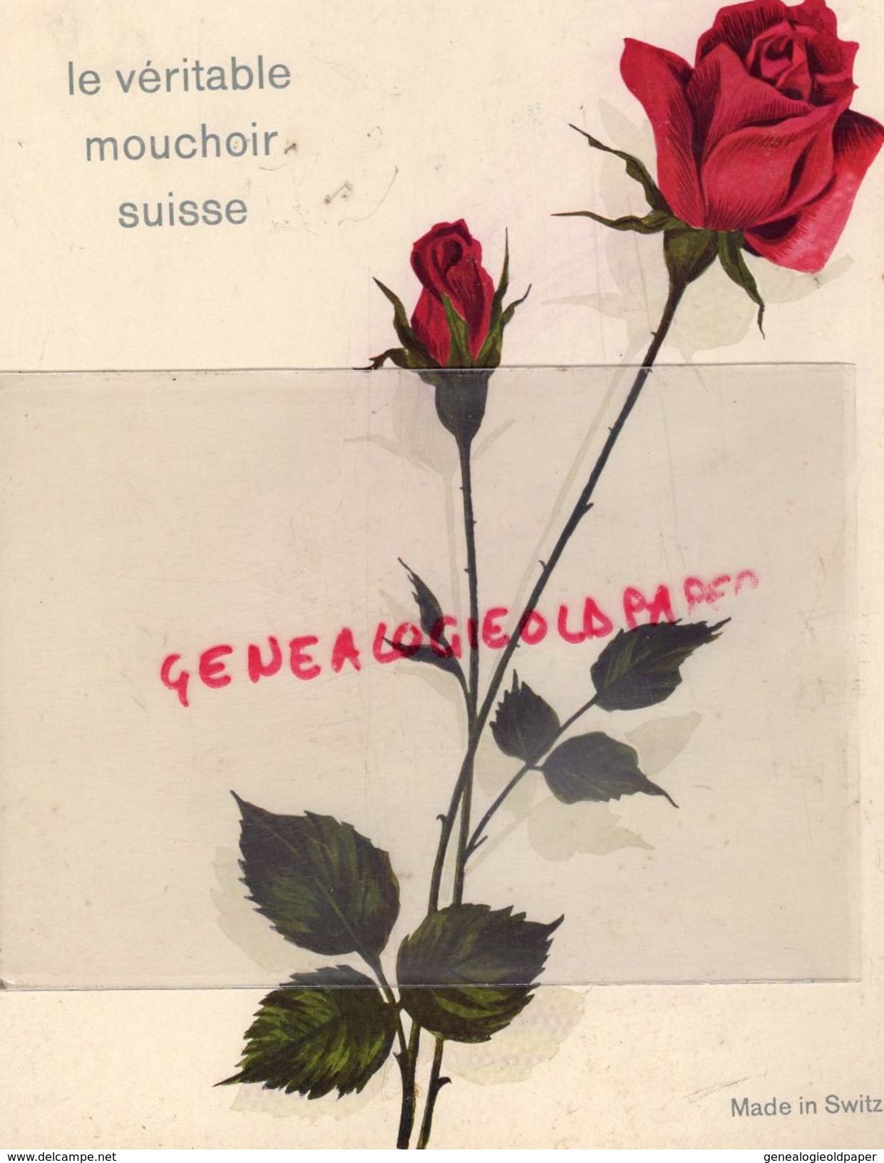 SUISSE- SWITZERLAND- LEHNER MOUCHOIR SUISSE- BELLE PUBLICITE PLV -PRESENTOIR VENTE CARTON LOURD TRES RIGIDE- ROSE - Werbung