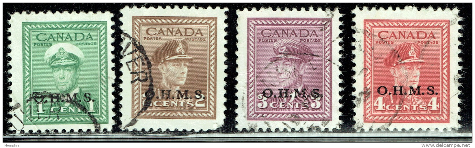 War Issue OHMS Overprint  George VI Sc O1-4  Used - Aufdrucksausgaben