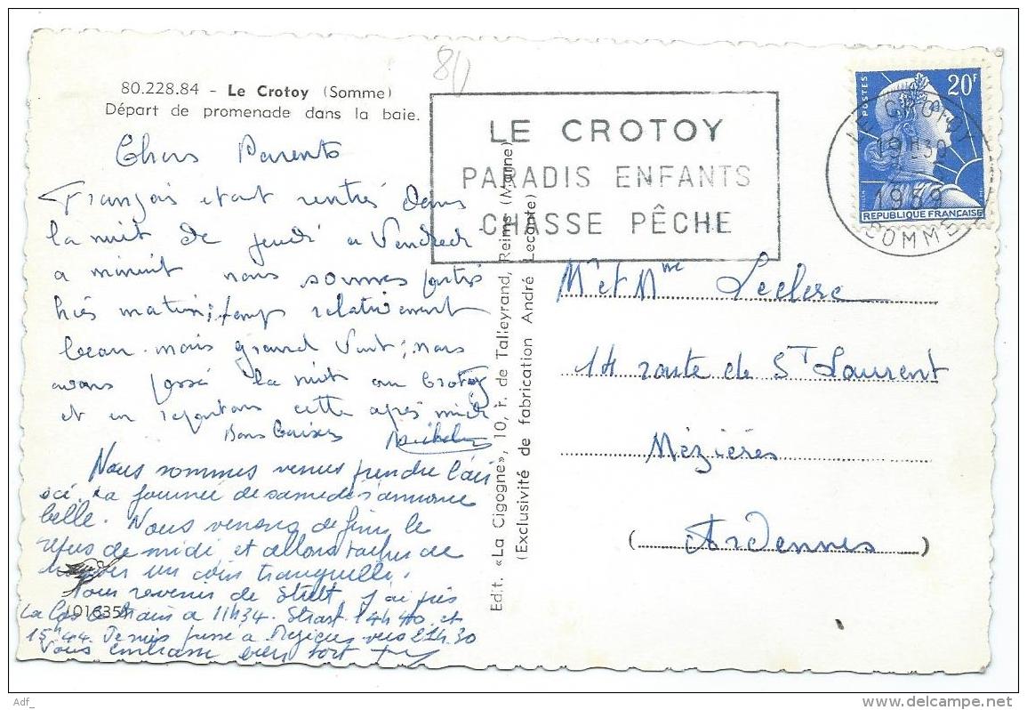 JOLIE CPSM ANIMEE LE CROTOY, BELLE ANIMATION, DEPART DE PROMENADE DANS LA BAIE, Format 9 Cm Sur 14 Cm Environ, SOMME 80 - Le Crotoy