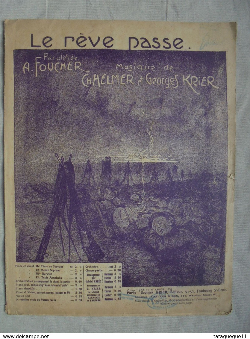 Ancien - Partition LE RÊVE PASSE Par Ch. Helmer & G. Krier 1918 - Instruments à Clavier