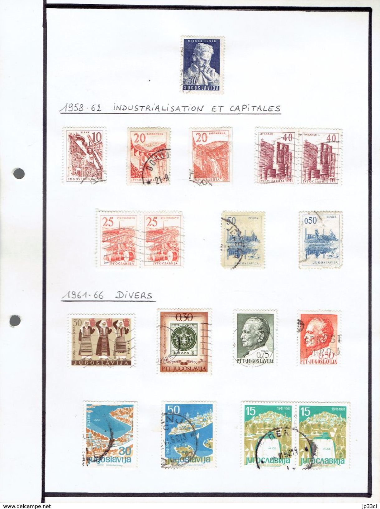 Small collection of 108 stamps (o) from Yougoslavia (from 1919 to 1966) 7 scans + more than 60 doubles or unclassified