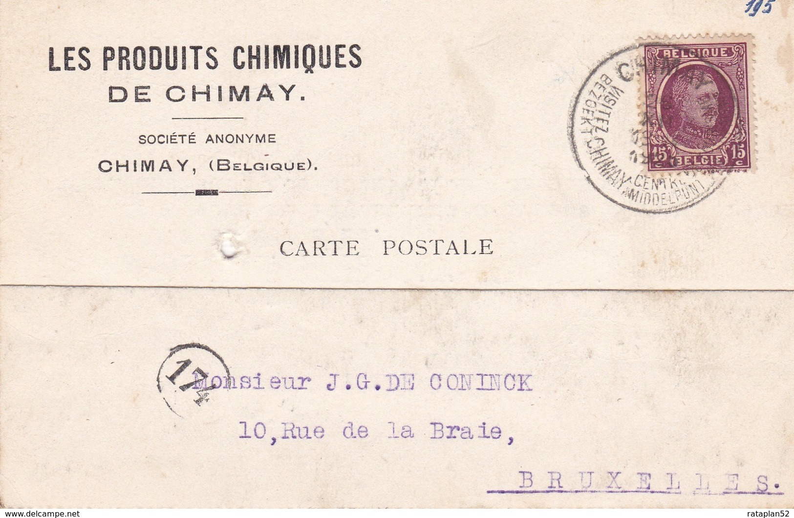 Zegel 195. Stempel CHIMAY.  Bezoekt Chimay. - Letter Covers