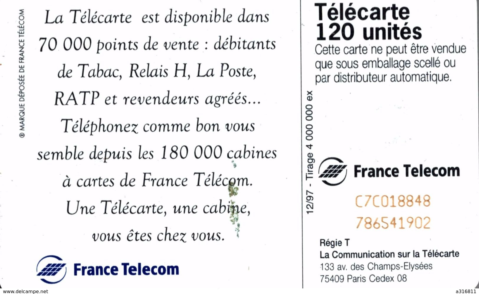 TELECARTE  FRANCE TELECOM - 120 Eenheden