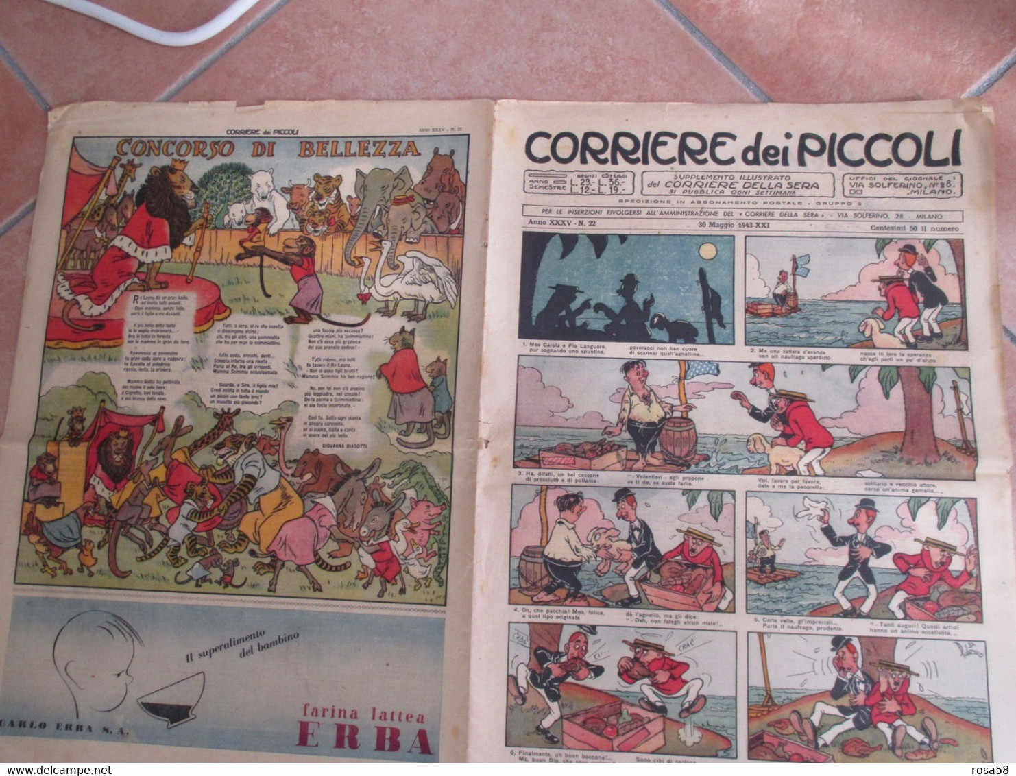 CORRIERE Dei PICCOLI 1943 Periodo Di Guerra Concorso Bellezza - Guerre 1939-45