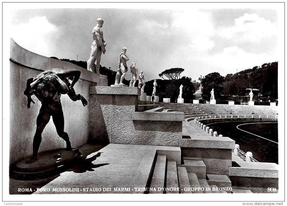 [DC11059] CPA - ROMA - FORO MUSSOLINI - STADIO DEI MARMI - TRIBUNA D'ONORE - GRUPPO IN BRONZO - NV - Old Postcard - Stadien & Sportanlagen