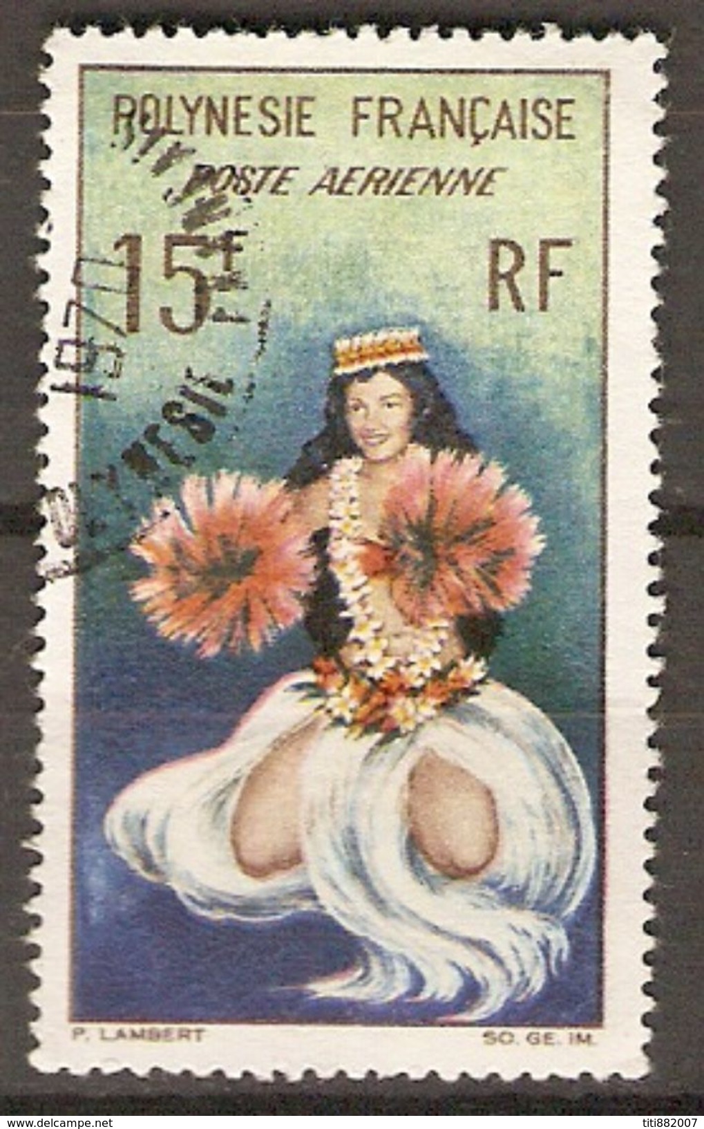 POLYNESIE  Française    -   Aéro  -   1964 .  Y&T N° 7 Oblitéré .   Danseuse - Used Stamps