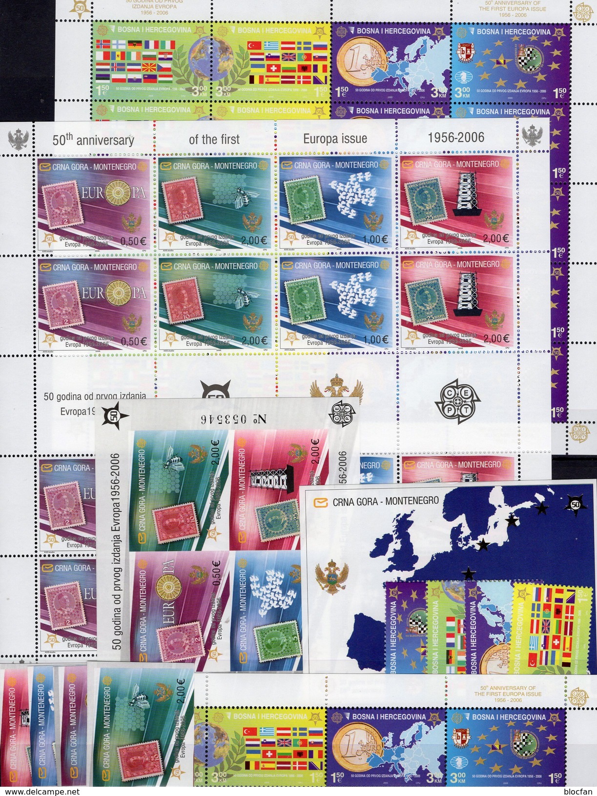 CEPT 2006 CRNA GORA 108/1,KB,Bl.2B+3,BOSNA 419/2,ZD+KB ** 360€ Bloc History Sheets Ss Philatelic Sheetlet Bf EUROPE - Collezioni