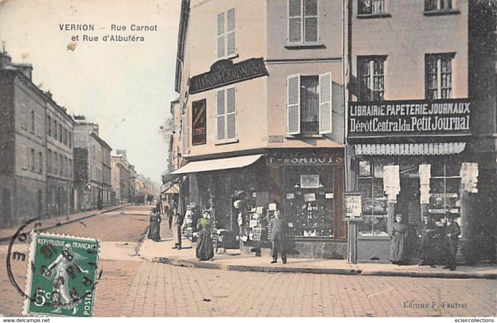 Vernon          27        Rue Carnot.  Librairie Papeterie Fautret  Editeur De La Carte       (voir Scan) - Vernon