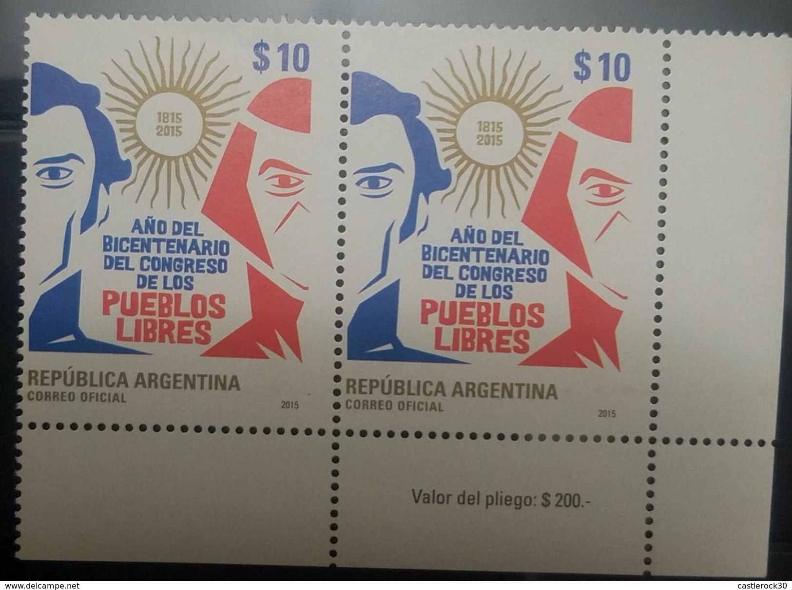 L) 2015 ARGENTINA, JOSE GERVASIO ARTIGAS, YEAR OF THE BICENTENARY OF THE CONGRESS OF THE FREE PEOPLES, 1815 - 2015 - Unused Stamps