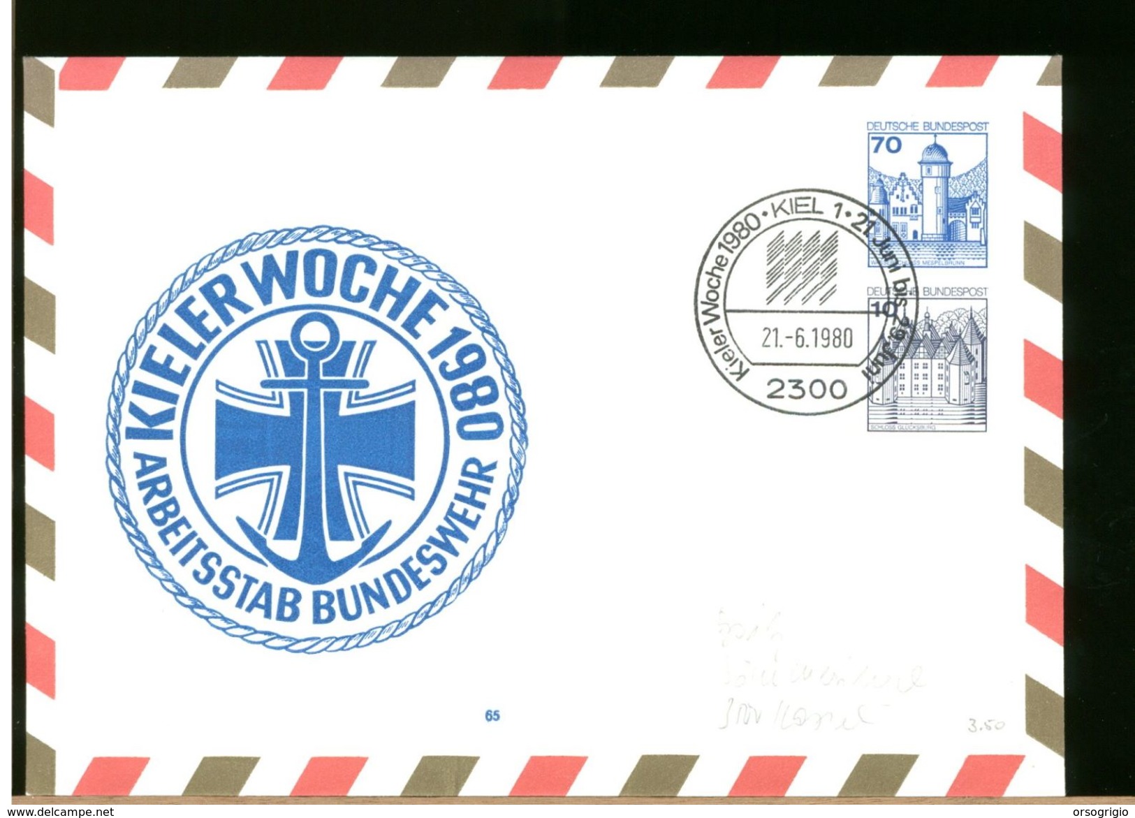 GERMANY - BUNDESWEHR - KIEL WOCHE 1980 - MARINE KUTT REGATTA - Enveloppes Privées - Neuves