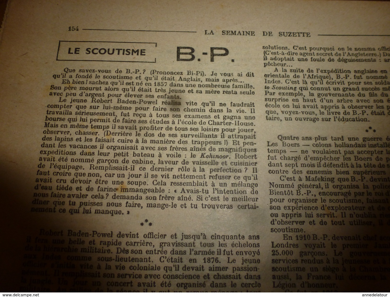 1947 LSDS : Toute L'histoire Du SCOUTISME  B.-P. (Bi-Pi En Anglais) De Baden Powel ; Etc - La Semaine De Suzette