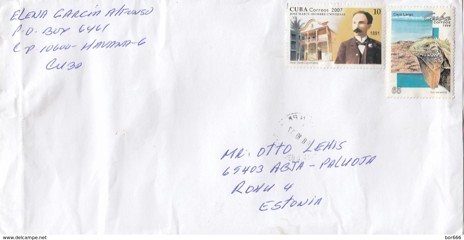 GOOD CUBA Postal Cover To ESTONIA 2017 - Good Stamped: Marti / Hotel , Animal - Brieven En Documenten