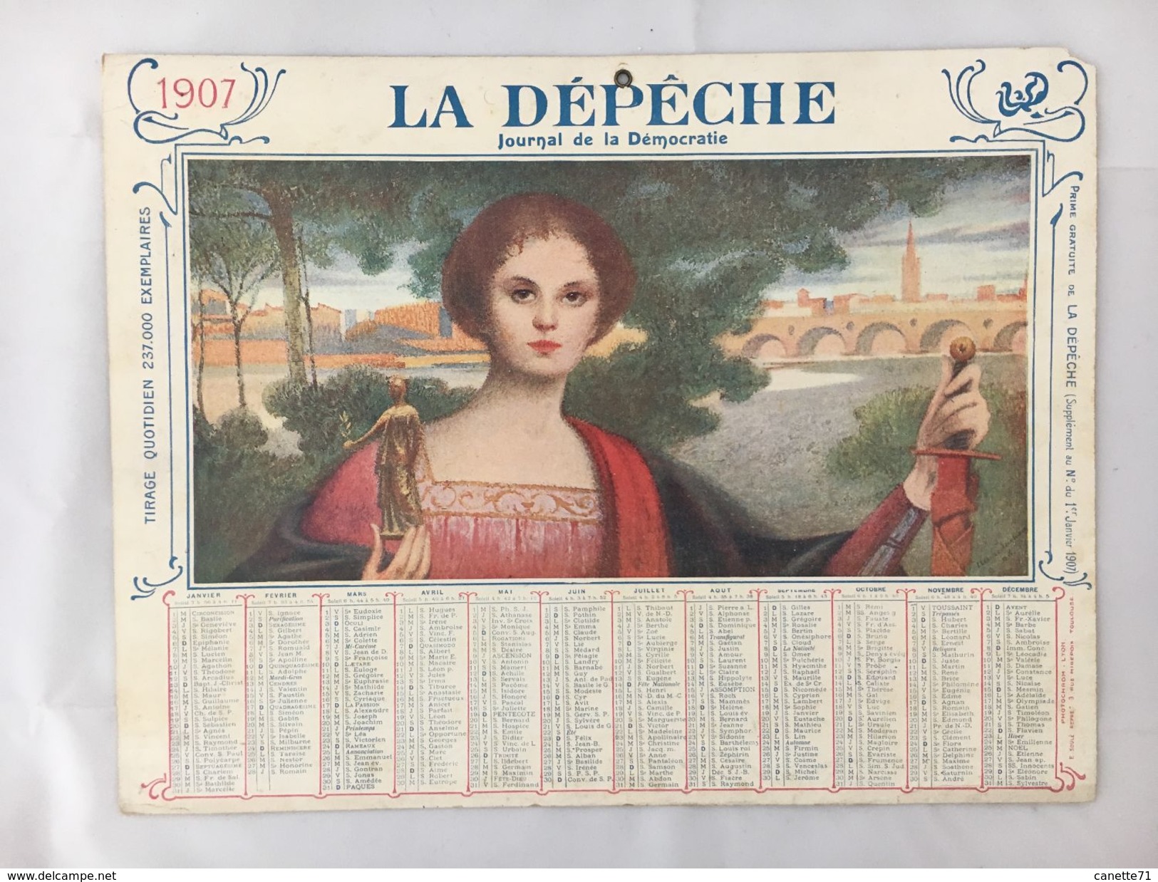 Calendrier La Dépêche - 1907 - Grand Format : 1901-20