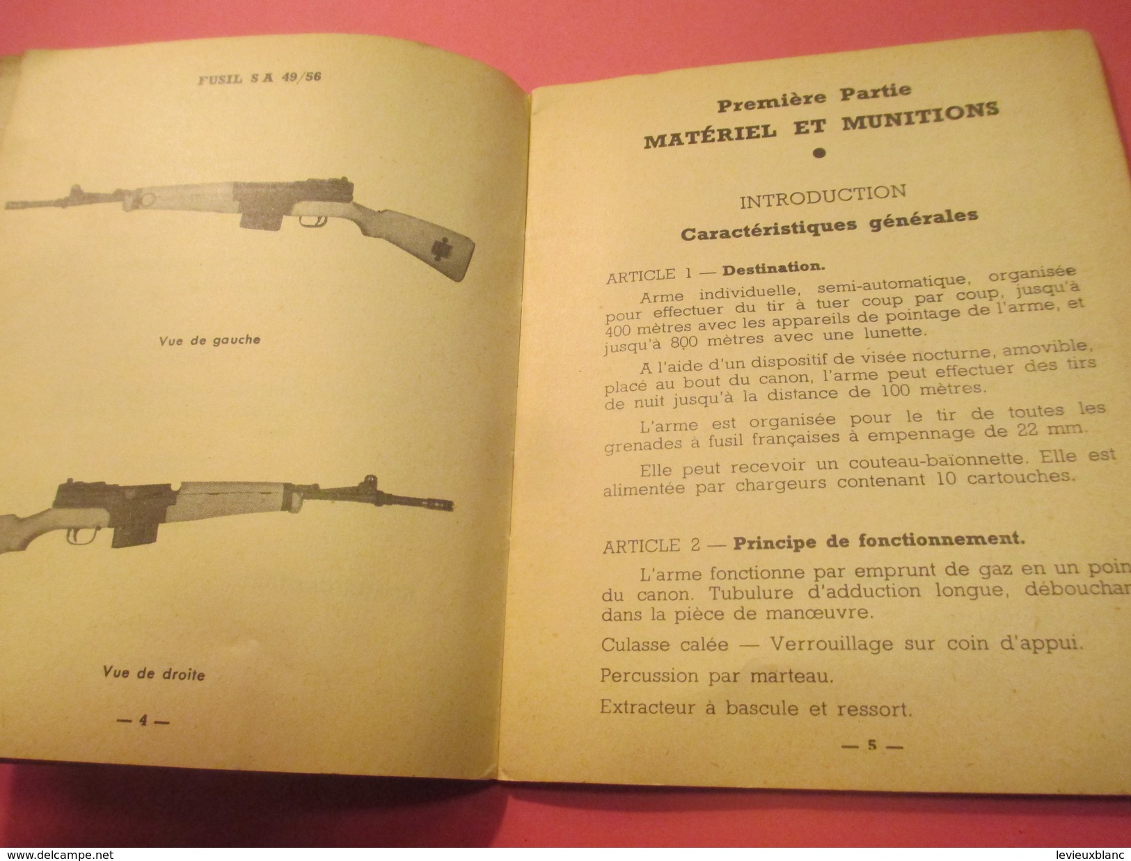 Fascicule/Guide technique Sommaire / Fusil Semi-Automatique 7,5 mm/Ministère des Armées Terre /MAT1067/1958   VPN121