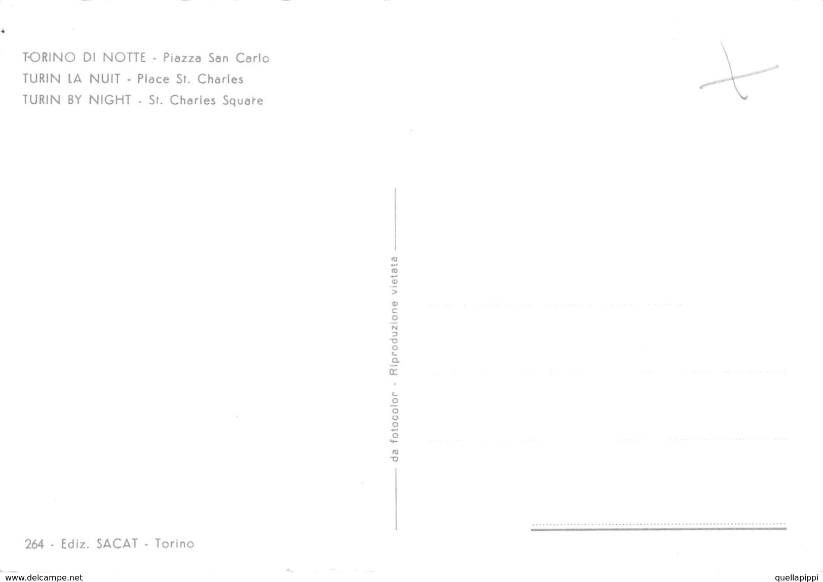 D7012 "TORINO - PIAZZA SAN CARLO" ANIMATA ,AUTO '70, NOTTURNO, S.A.C.A.T 264  CART  NON SPED - Piazze