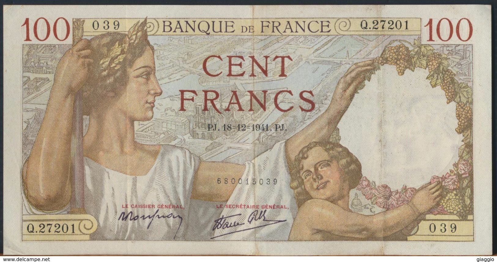 °°° FRANCE - 100 FRANCS 18/12/1941 °°° - 100 F 1939-1942 ''Sully''