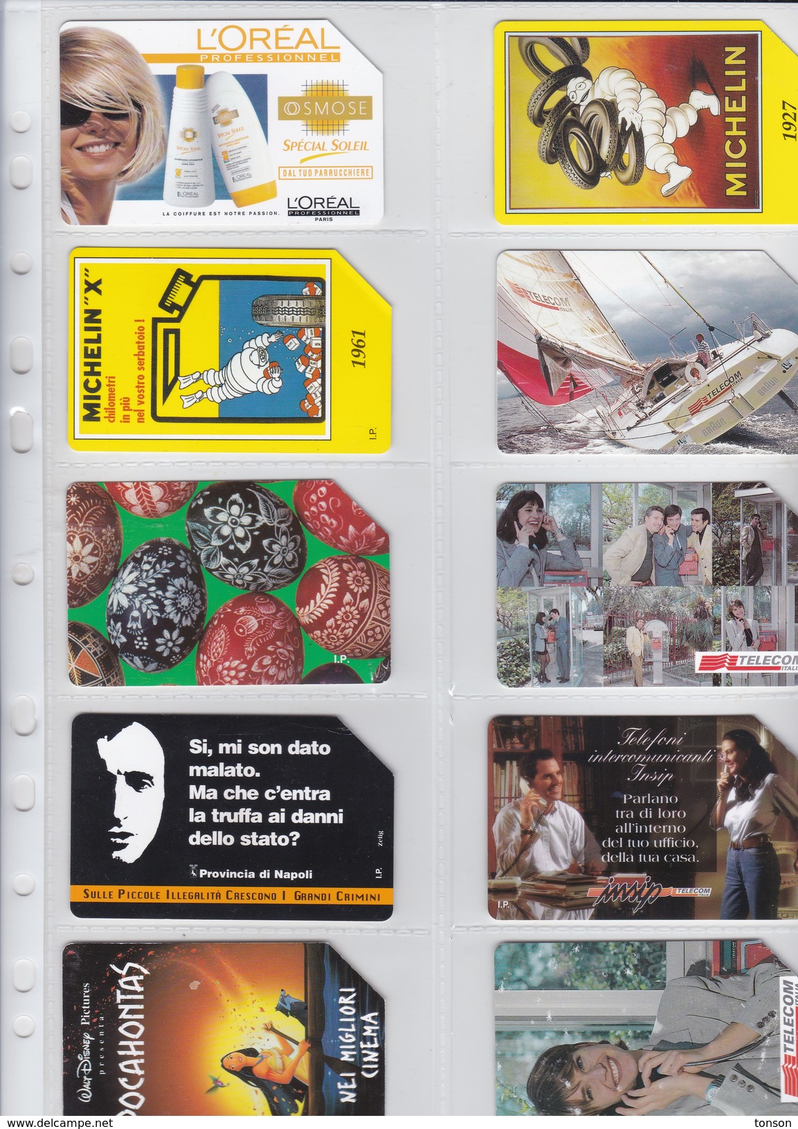 Italy, 10 Different Cards Number 7, Satellite, Michelin, Disney, Women, Sport, 2 Scans. - [4] Sammlungen