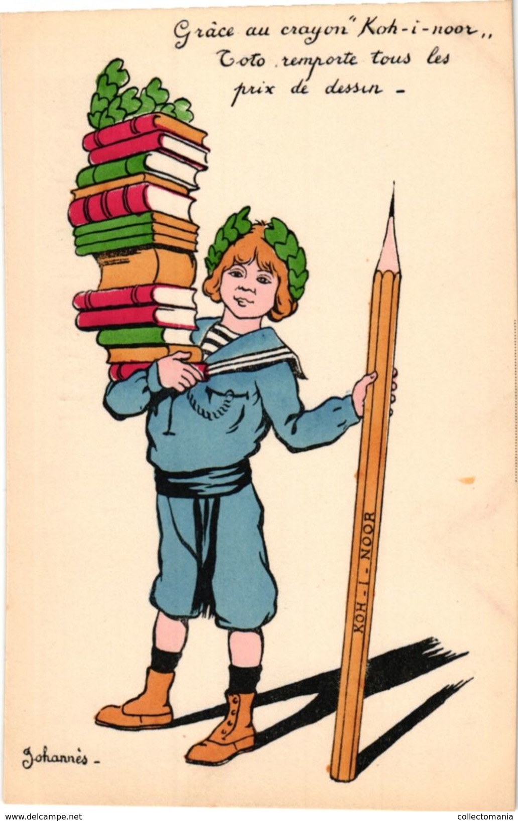 6 Postcards PUB Koh-i-Noor Crayons Mines Artiste Vendeur Illustrateur Edouard Bourgeois & Johannes PENCILS ART RARE - Bourgeois