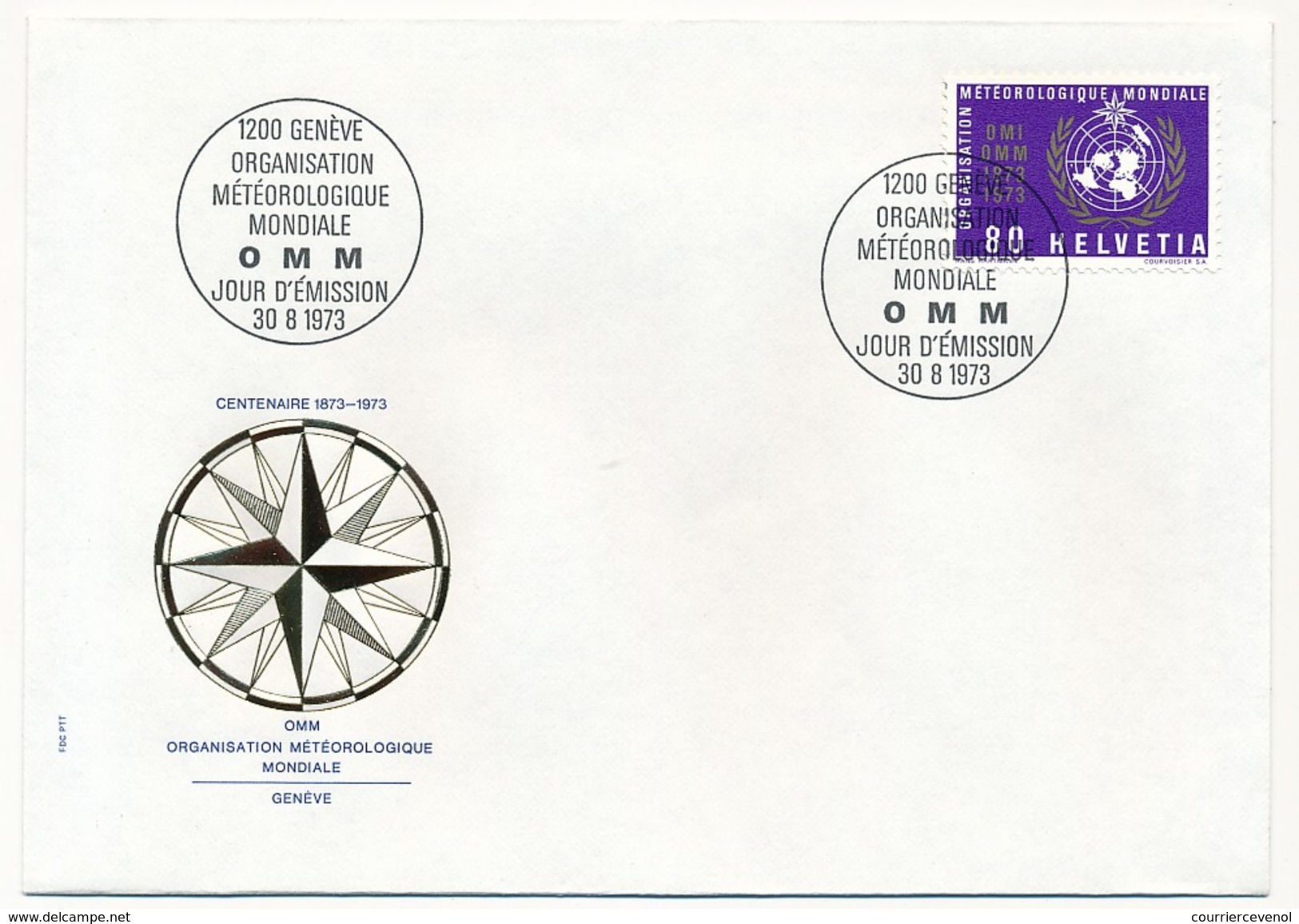 SUISSE - 8 Enveloppes FDC - Organisation Météorologique Mondiale 1973 (Timbres De Service) - Protección Del Medio Ambiente Y Del Clima