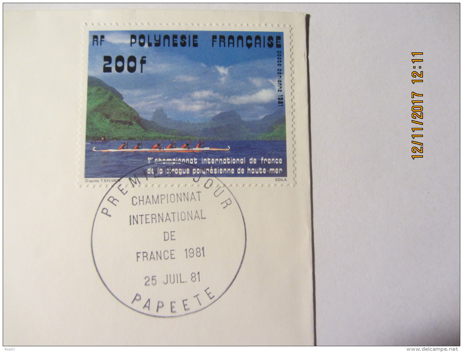 Enveloppe 1er Jour POLYNESIE " 1er Championnat De France De Pirogue Tahitienne" - Lettres & Documents