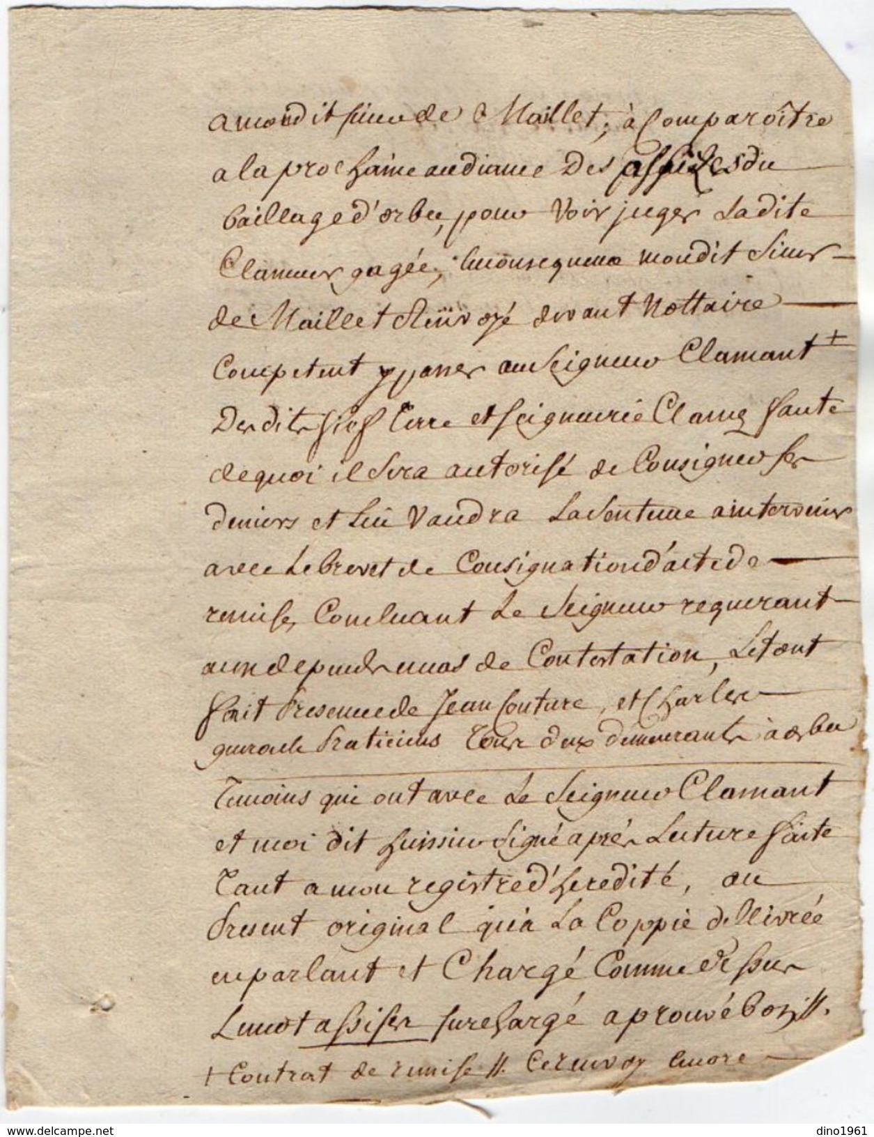 VP11.443 ALENCON - Acte De 1787- Entre Mrs De MAILLET Chevalier Seigneur De FRIARDEL & DOUVILLE Contre Le Comte De PALLU - Gebührenstempel, Impoststempel