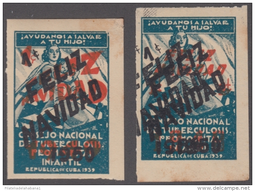 VI-284 CUBA CINDERELLA. 1950 S.1948 SURCHARGE. DOUBLE SURCHARGE. CONSEJO TUBERCULOSOS MEDICINA MEDICINE. - Beneficiencia (Sellos De)