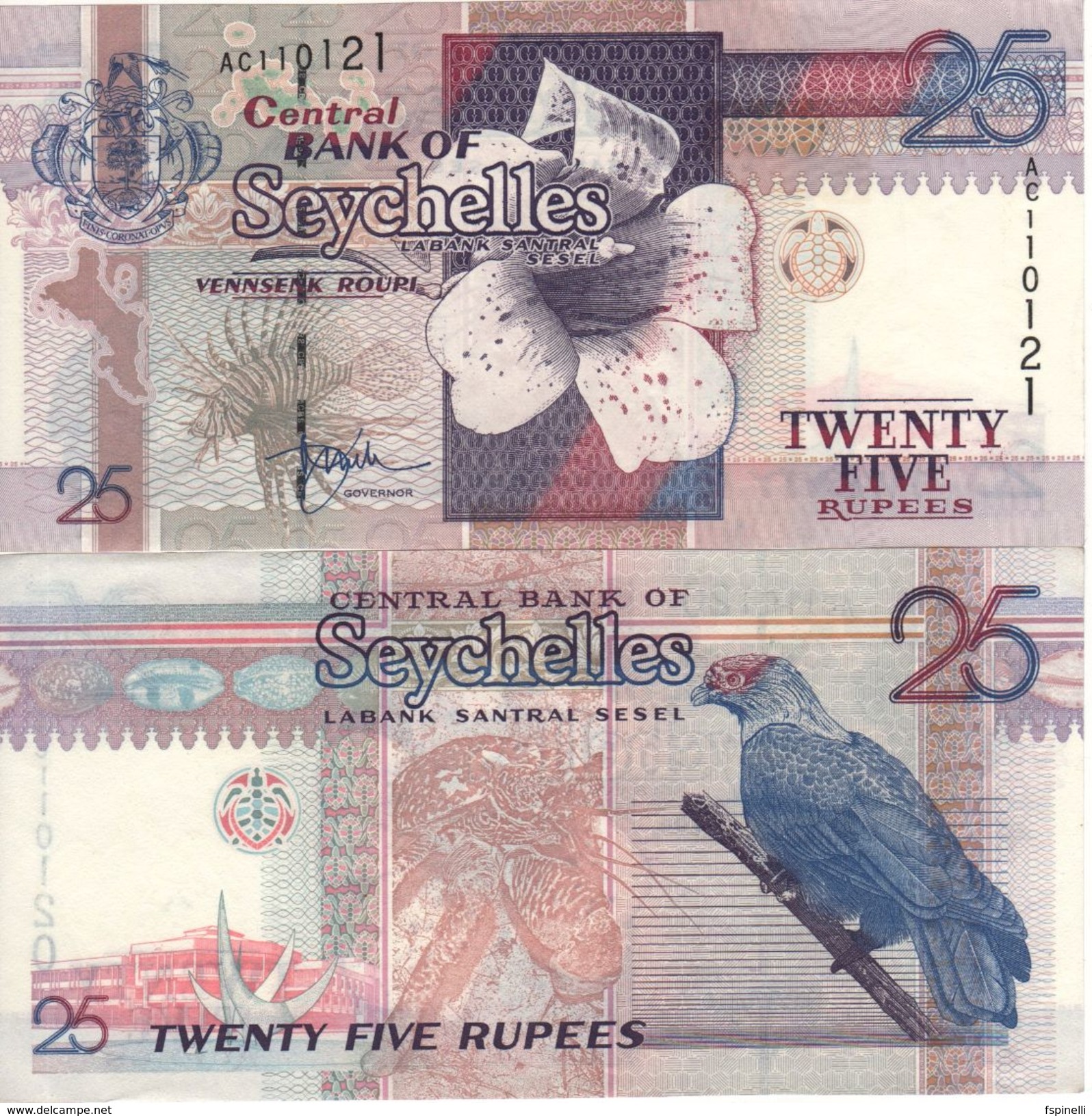 SEYCHELLES   25  RUPEES     P37a   ( ND  1998 )  UNC. - Seychellen