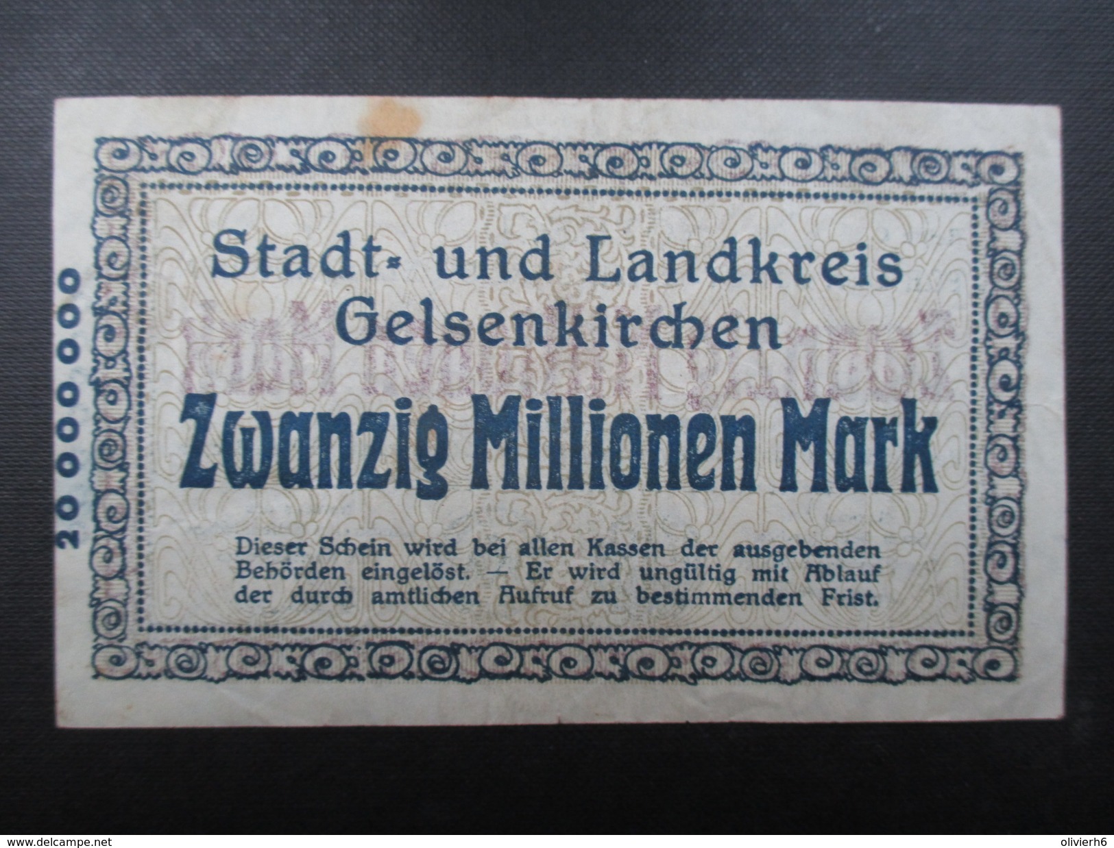 BILLET NOTGELD (V1719) ZWANZIG MILLIONEN MARK (2 Vues) Stadt Und Landkreis GELSENKIRCHEN 21/09/1923 - 20 Millionen Mark