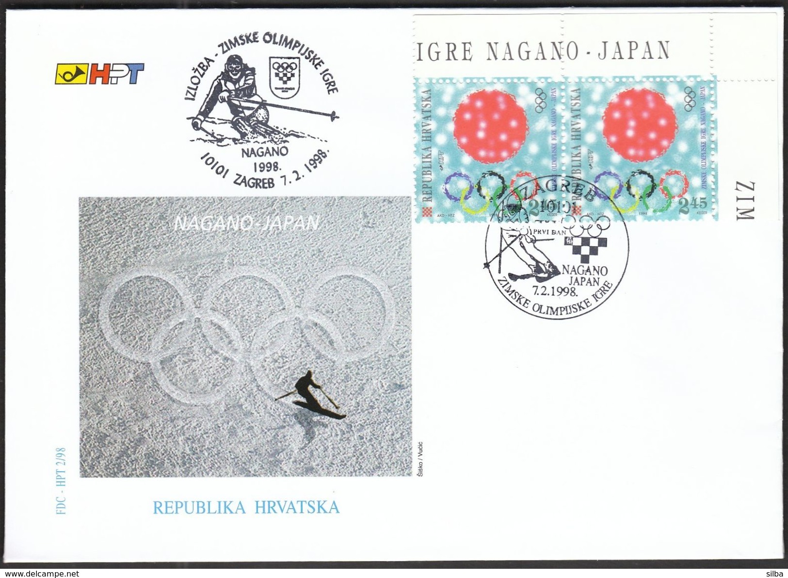 Croatia Zagreb 1998 / Olympic Games Nagano / Alpine Skiing / Philatelic Exhibition - Winter Olympic Games - Hiver 1998: Nagano