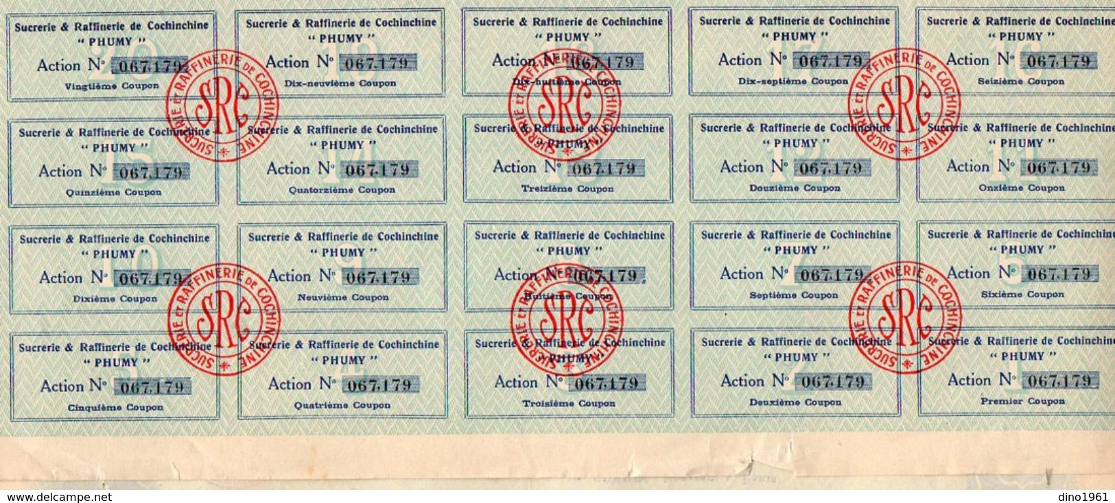 VP11.521 - Action - PARIS X SÏGON 1926 - Sucrerie & Raffinerie De Cochinchine ¨ PHUMY ¨ - Landbouw