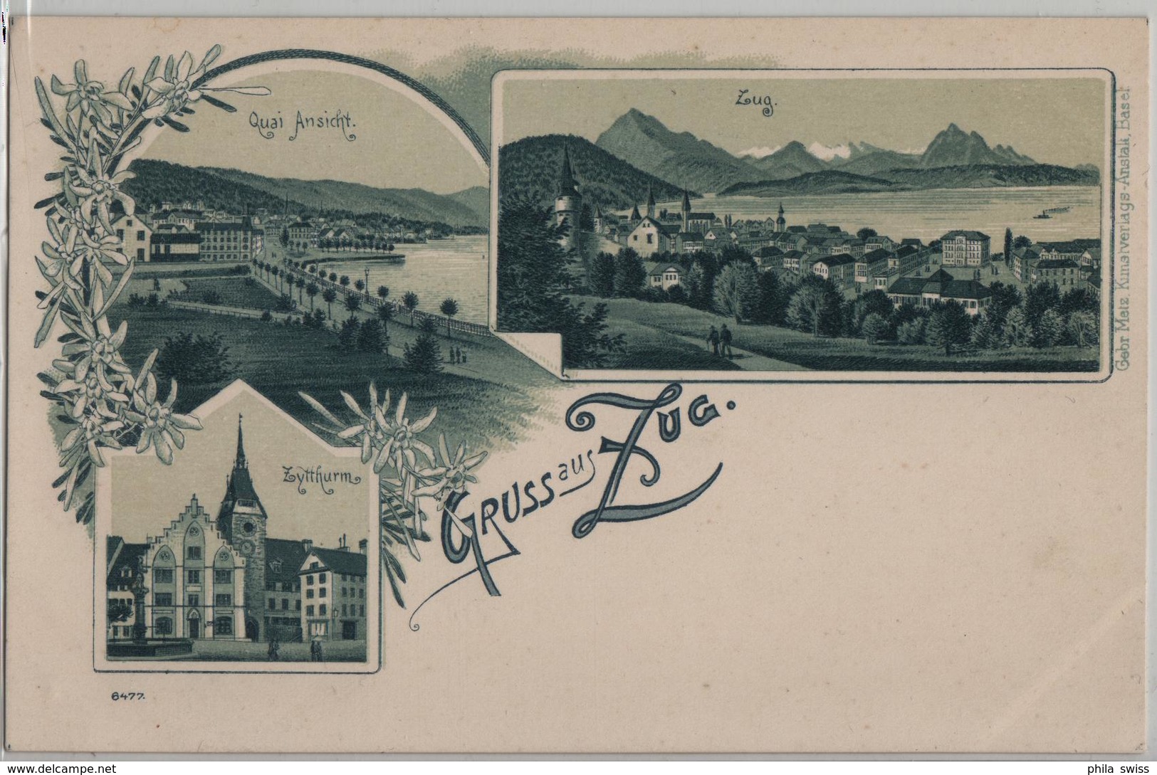 Gruss Aus Zug - Zytthurm, Quai Ansicht, Totalansicht - Litho Metz No. 6477 - Zug