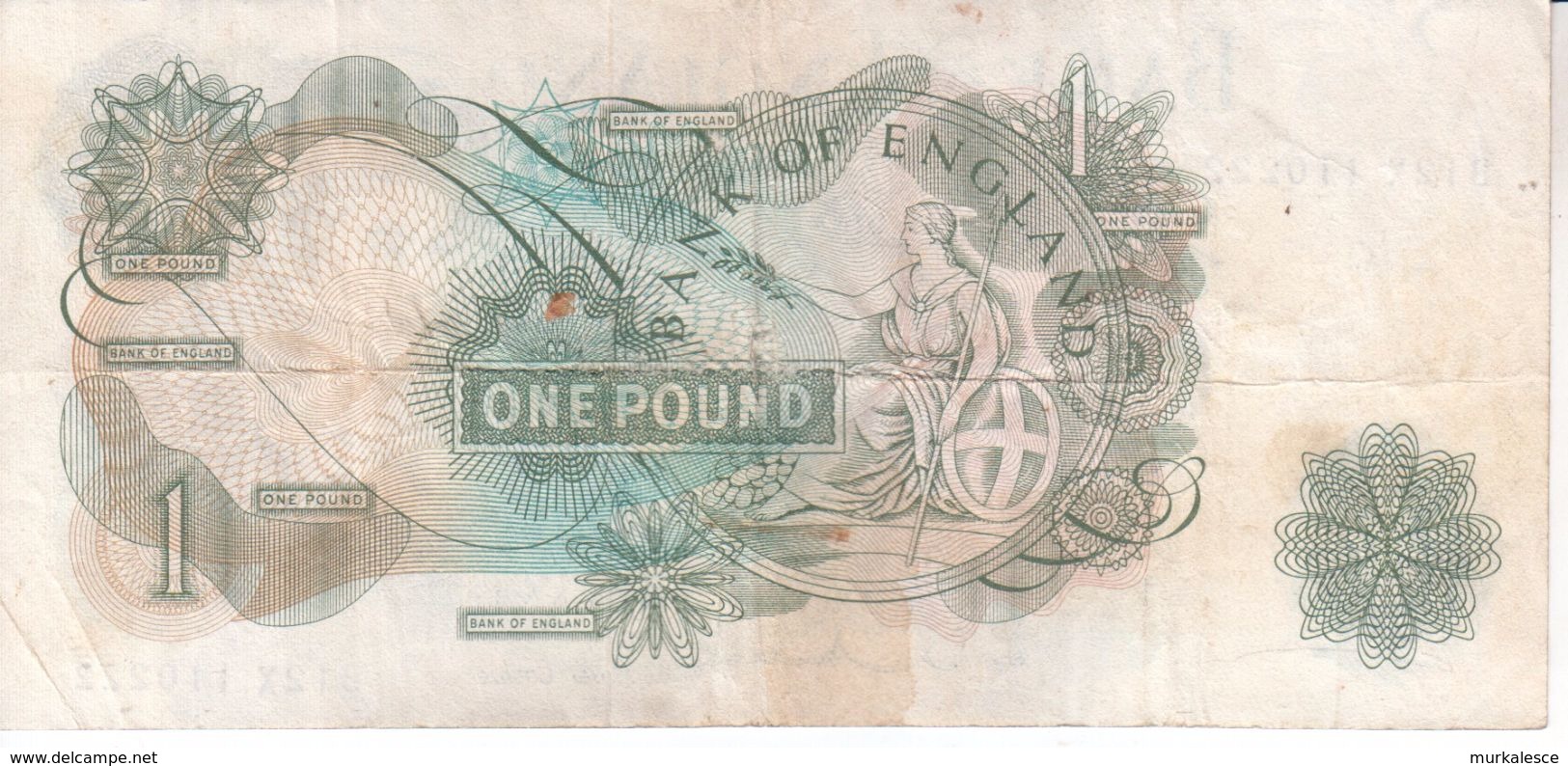 Bank Of England Einen Pound   Banknote In Gebrauchtem  BL2X - 1 Pound