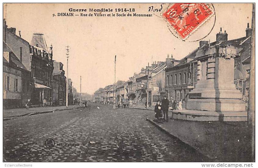 Denain     59         Rue De Villars Et Le Monument               (voir Scan) - Denain