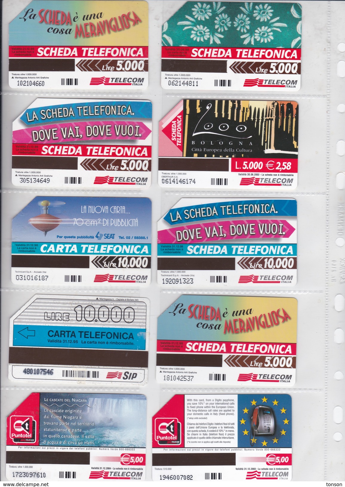 Italy, 10 Different Cards Number 37, Niagra, Waterfall, Kisses From Venezia, Bologna, 2 Scans. - [4] Colecciones