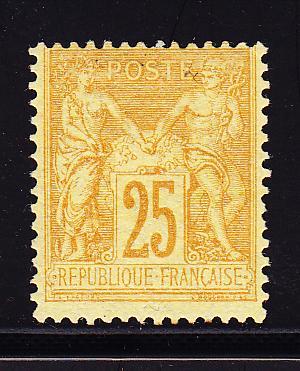 * N°92 - 25c Bistre S/jaune - Signé - TB - 1876-1878 Sage (Type I)