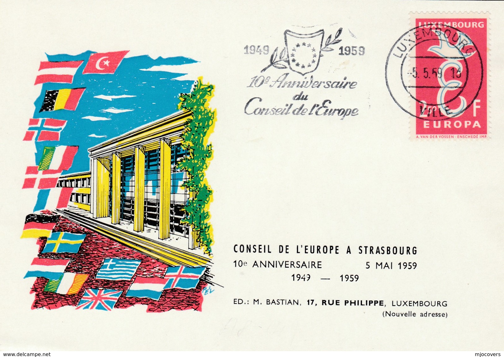 1969 Luxembourg COUNCIL OF EUROPE 10th ANNIV EVENT COVER Card Stamps Europa European - Brieven En Documenten