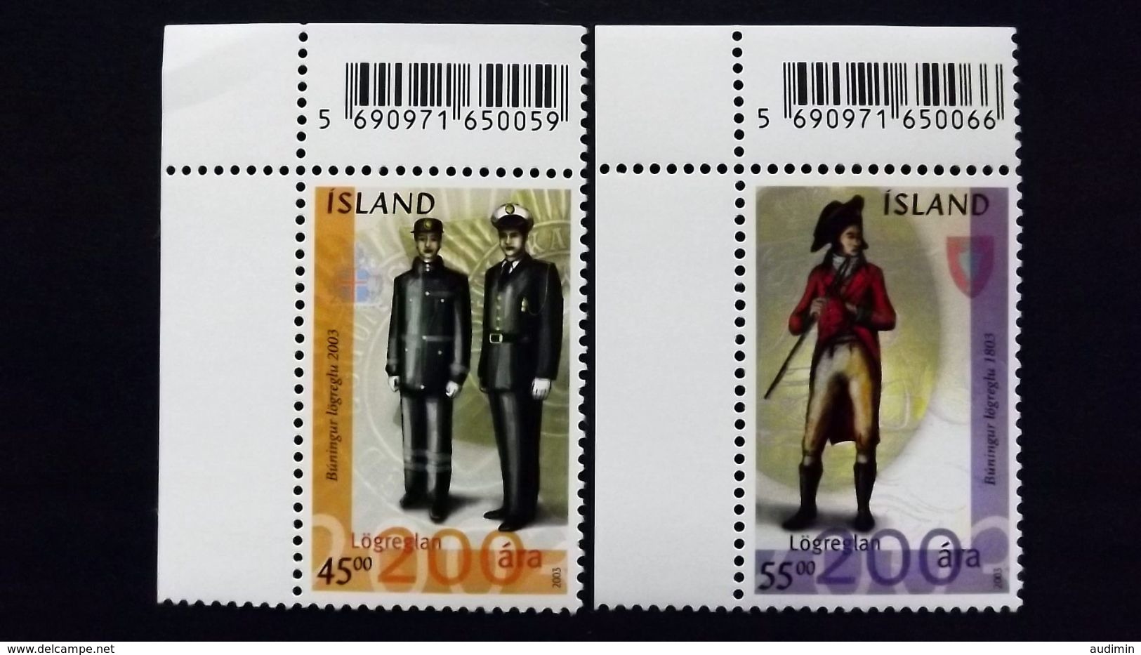 Island 1026/7 **/mnh, Uniformen: 200 Jahre Isländische Polizei - Unused Stamps