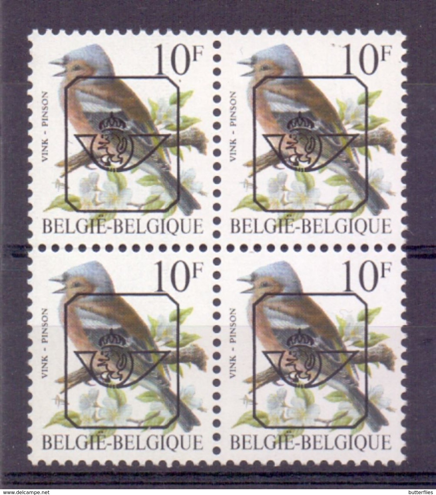 Belgie - 1992 - OBP - ** Preo - 834 P6a - Witte Gom - Blok   ** - Botvink - Vogels Andre Buzin - Typos 1986-96 (Oiseaux)