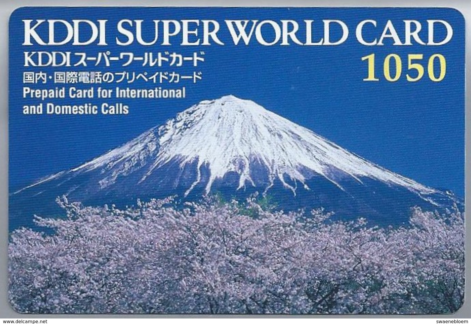 JP.- Japan, Telefoonkaart. Telecarte Japon. Vulkaan. KDDI SUPER WORLD CARD 1050. PREPAID CARD FOR INTERNATIONAL - Volcanos