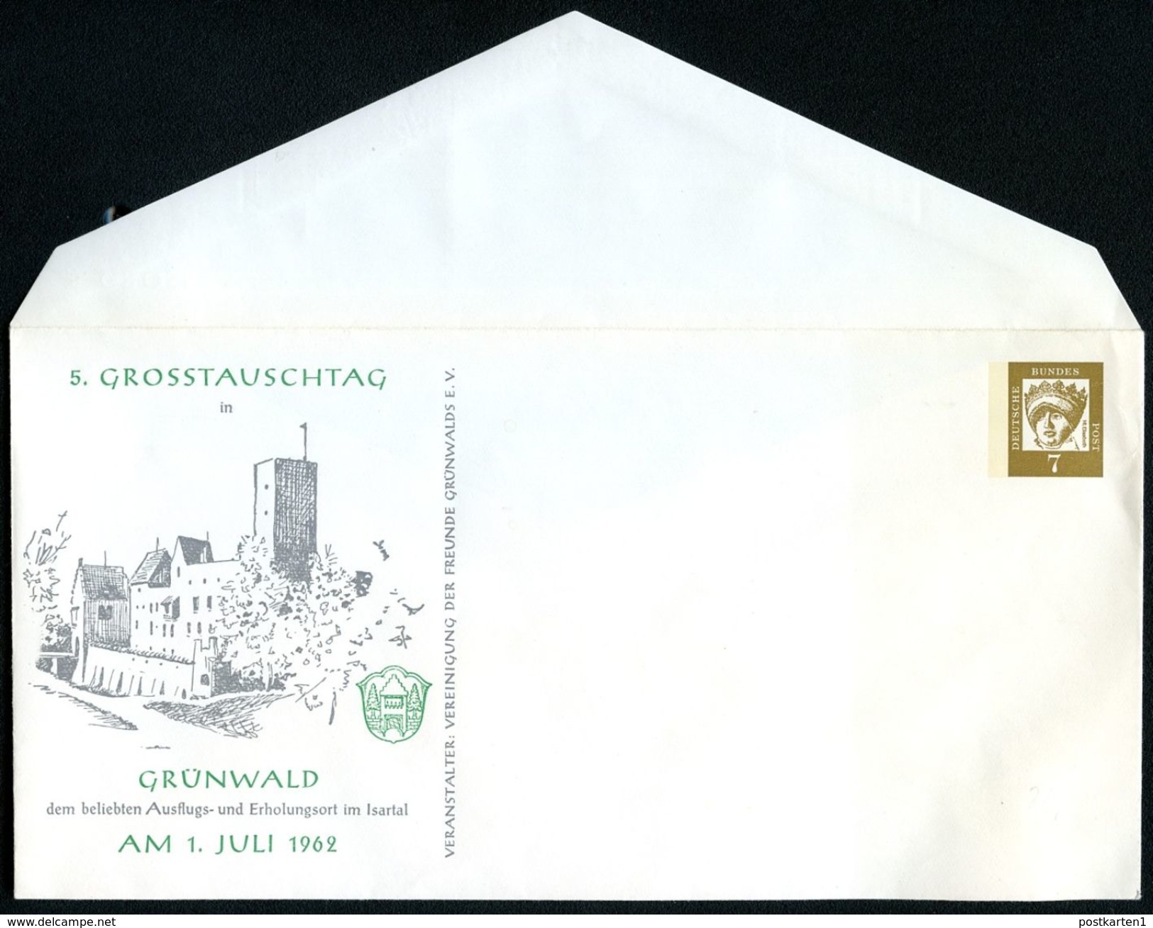 Bund PU18 D2/001 Privat-Umschlag GROSSTAUSCHTAG GRÜNWALD ** 1962  NGK 50,00 € - Privatumschläge - Ungebraucht