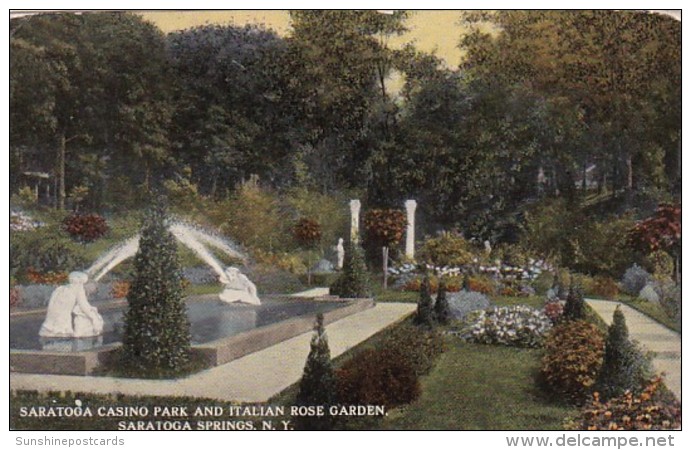 New York Saratoga Springs Casino Park And Italian Rose Garden 1912 - Saratoga Springs