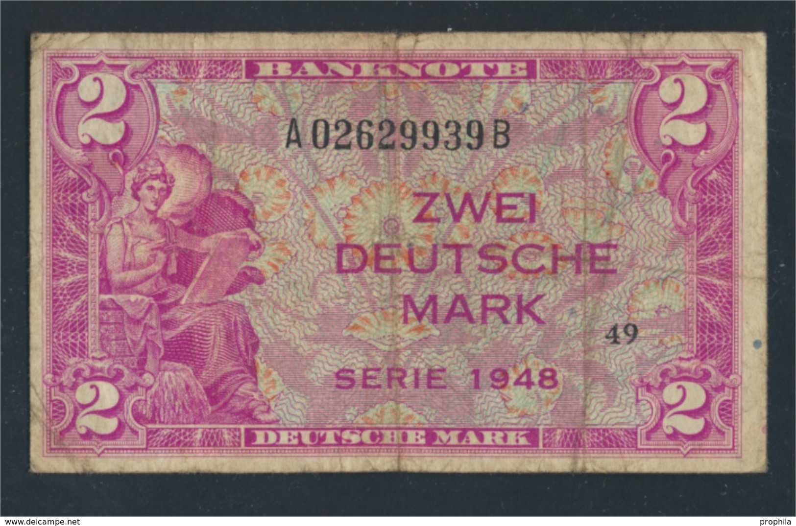 BRD Rosenbg: 234a, Kenn-Bst: A, Serie: B Gebraucht (III) 1948 2 Deutsche Mark (7412436 - 2 Deutsche Mark